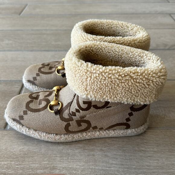 Gucci Fria GG Jumbo Logo Horsebit Shearling Lined Boots Size: 37.5 - Picture 6 of 12